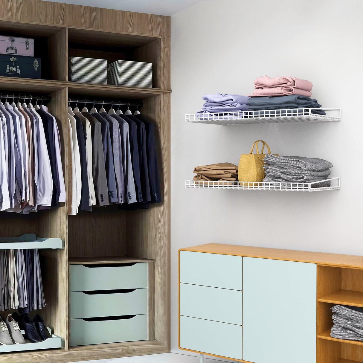 Ultrawall Wall Mounted Storage Shelf for Garage, 2 Pack Metal Shelf Rack, Heavy-Duty Wall Organizer Shelves Suitable for Shop, Shed, Garage 23.5inch x 12inch(White) Ultrawall