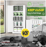 Greenvelly Metal Garage Storage Cabinet with 2 Doors and 4 Adjustable Shelves, 72”H White Steel Lockable Storage Cabinet,Tall Metal Cabinet Locking File Cabinet for Office,Home, Garage, Gym, School Greenvelly