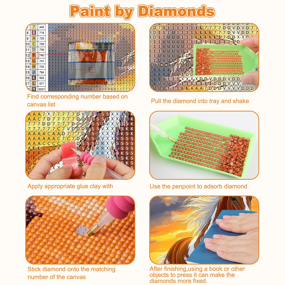 CEOVR Horse Diamond Art Kits for Adults, Horse Running 5D DIY Full Drill Diamond Painting Dots Gem Art, Adult Crafts Kits Arts and Crafts, Wall Decor for Home Office 12x16inch CEOVR