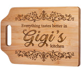 AceThrills Gigi Gifts for Grandma - Engraved Bamboo Cutting Board 12.3"L × 8.7“W × 0.4"Th - Gifts for Gigi, Birthday Gift for Gigi from Grandkids Granddaughter Grandson AceThrills