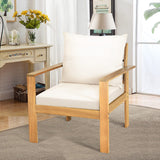 COSTWAY 4 Pieces Outdoor Acacia Wood Sofa Set, Outdoor Conversation Sofa Set with Table & Cushions Porch Chairs for Garden, Patio, Deck COSTWAY