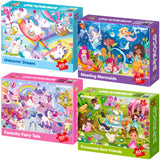 QUOKKA Puzzles for Kids Ages 4-6 - Set of 4x60 Jigsaw Puzzles for Toddlers 3-5 - Unicorn Princess Animals Toys for Children 6-8 yo - Gift Educational Game for Boys & Girls QUOKKA