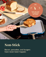 Caraway Griddle Pan & Grill Pan Duo - Non-Stick Ceramic Coated - Non Toxic, PTFE & PFOA Free - Oven Safe & Compatible with All Stovetops – White Caraway