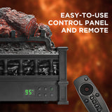 TURBRO Eternal Flame 26-Inch Infrared Quartz Electric Fireplace Log Heater, Realistic Pinewood Logs, Adjustable Flame Colors, Remote Control, Thermostat, Timer, EF26-PB, 1500W TURBRO