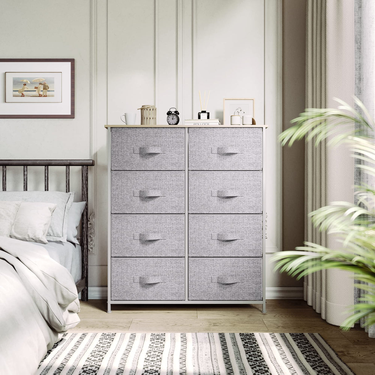 YITAHOME 8 Drawers Dresser - Fabric Storage Tower, Organizer Unit for Room, Living Room & Closets - Sturdy Steel Frame, Easy Pull Fabric Bins & YITAHOME