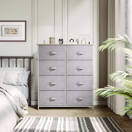 YITAHOME 8 Drawers Dresser - Fabric Storage Tower, Organizer Unit for Room, Living Room & Closets - Sturdy Steel Frame, Easy Pull Fabric Bins & YITAHOME