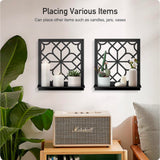 Black Metal Wall Art Holder Set of 2, Black Farmhouse Home Wall Decor, Minimalist Rustic Wall Art, Aesthetics Wall Candle Holder for Living Room Bedroom Bathroom (11.8 x 13 in) Sokurdeg