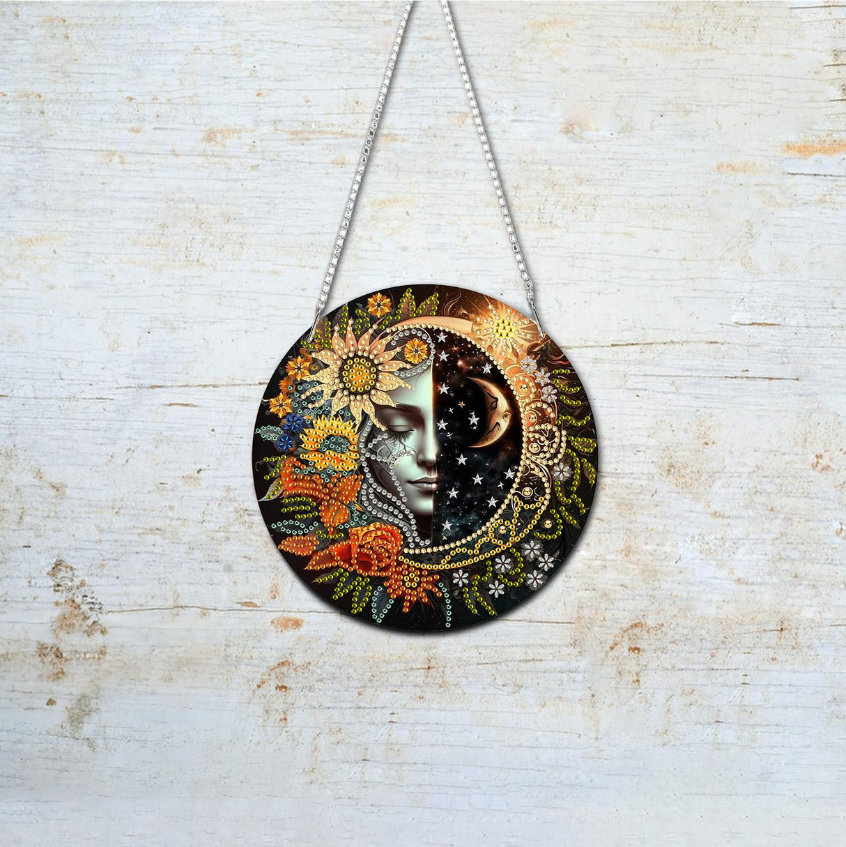 AIBOERL Sun and Moon Diamond Painting Pendant Kits,5D Diamond Art Diamond Painting Hanging Kits,7.17"X7.17"DIY Diamonds Painting Suncatcher Pendant Kit for Adults for Gift Wall Home Decor AIBOERL