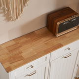 AHB 13 Gallon Tilt Out Trash Bin Cabinet with 2 Drawers, Adjustable Shelves,Kitchen Storage Cabinet with Garbage Bin Tilt Out Laundry Hamper for Kitchen, White AHB