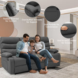 GNMLP2020 Loveseat Recliner Sofa Set, Small Leather Couch 3-Seater Manual Seater Reclining, Triple Recliner Chair for Living Room, RV, Home Theater Seating(Grey, 3 Seater Sofa) GNMLP2020