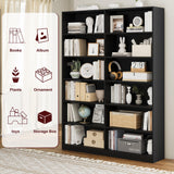 FACBOTALL Bookshelf and Bookcase, 6-Tier Double Wide Bookshelves, Freestanding Display Storage Shelves, Tall Bookcases for Home Decor Bedroom, Living Room, Home Office,Black FACBOTALL
