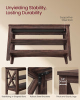 VASAGLE, Entryway Storage Bench, 2-Tier Shoe Rack, 11.8 x 31.5 x 18.9 Inches, Holds up to 300 lb, Farmhouse Style, for Living Room, Bedroom, Maroon Brown ULSB053K51 VASAGLE