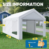 Quictent 10x20 ft Heavy Duty Carport Canopy Galvanized Car Tent Outdoor Garage Boat Shelter with Reinforced Structure with Roll-up Ventilated Windows Sidewall - White Quictent