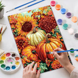 Skyboda Sunflower Paint by Numbers Kit for Adults Beginners with Frame, Fall Pumpkin Adult Paint by Number Kits on Canvas, Easy DIY Oil Painting Kits for Home Decor, 8x12in Skyboda