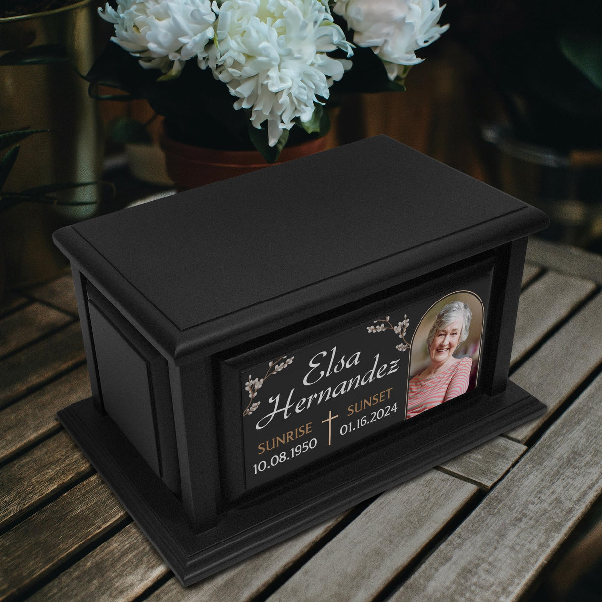 Personalized Solid Wood Human Urns for Ashes 250lbs, Custom Urn Box for Human Ashes, Large Burial and Cremation Urns for Ashes, Black Wood Color (Design 10) Basic Fundamentals