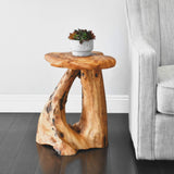 WELLAND Tree Stump Side Table, Live Edge Stool, Natural Edge Wood Side Table, Accent Table, 19" Tall WELLAND