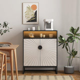 HOLISUN Modern Shoe Storage Cabinet for Entryway, 31.5" Shoe Rack Organizer with Doors and Ajustable Shelf, Shoe Cabinet with LED Lights for Hallway, Entrance (Black+Light Yellow+LED 31.5") HOLISUN