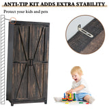 LUXOAK 70" Large Armoire Wardrobe Closet with Hanging Rod, Farmhouse Clothing Storage Cabinet with 2 Barn Doors, Wooden Tall Bedroom Armoires with Shelf, Dark Oak Wood LUXOAK