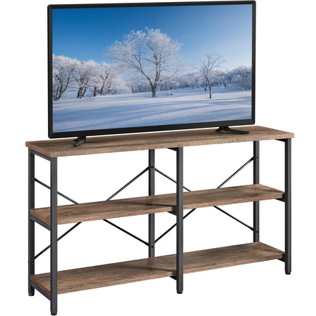 Yaheetech TV Stand for TV up to 65 Inch, 55 Inch Media Console Table with 3-Tier Storage Shelves for Living Room, Entertainment Center with Metal Frame, Taupe Wood Yaheetech