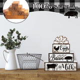 4 Pcs Farmhouse Wood Stacking Blocks Cow Rooster Pig Tiered Tray Decor Rustic Decorative Faux Stacked Book Farm Animal Table Sign Decor for Home Living Room Kitchen Dining Room Shelf Table Centerpiece Jetec