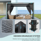 LVUYOYO Louvered Pergola 10' x 13', Outdoor Pergola with Adjustable Roof, Aluminum Frame Pergola with Curtains and Netting, Hardtop Metal Gazebo for Patio, Backyard, Garden, Deck (Black) LVUYOYO