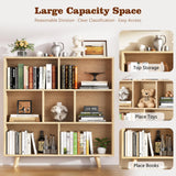 Shintenchi Wooden 7 Cube Bookshelf, 3 Tier Bookcase with Legs, Modern Open Storage Organizer Shelf,Display Cabinet Shelf Free Standing Bookshelves for Bedroom,Living Room,Office,Natural Shintenchi