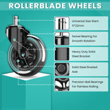 Office Chair Casters, Set of 5, 3 inch Heavy-Duty Replacement Rubber Wheels for Desk & Gaming Chair are Easy to Install & Suitable for All Floors, Including Carpet & Wood Wheels Xela