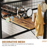 IDEALHOUSE Loft Bed Twin Size with l-Shaped Desk, Metal Bunk Bed with 2 Open Shelves and Decorative Mesh, Twin Loft Bed with 13.4" h Safety Guard & Ladder,No Box Spring Needed,Brown IDEALHOUSE