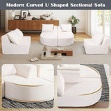 EYATZO 144" Sectional Couches for Living Room, Comfy U-Shaped Cloud Couch with Chaise Lounge, Modern Deep Seat Boneless Sofa, No Assembly Required (Boucle, White) EYATZO