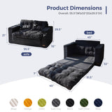 MAXYOYO Convertible Sofa Bed, Pull Out Loveseat Sleeper Sofa, 2 in 1 Folding Couch Bed, Fold Out Floor Couch with Pillows for Living Room Bedroom Lounge, Black MAXYOYO
