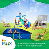 Funphix Large Playhouse for Kids Outdoor Wooden Playhouse with Sandbox, Bench, Play Telescope, Ladder, Climbing Ramp & Doors - Durable 2 Levels Lookout Post Outdoor Playset for Backyard Funphix