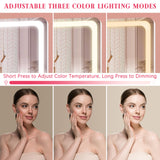 ROLOVE Vanity Mirror with Lights, 12.6"×15" LED Makeup Mirror, Lighted Makeup Mirror with Lights, Smart Touch Control Dimmable 3 Modes Light, Lighted Up Mirror for Makeup Desk, Bedroom, Dressing Room ROLOVE