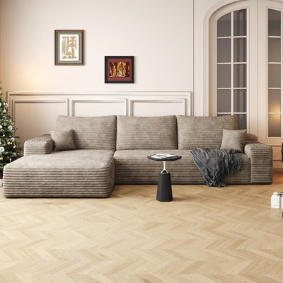 AUGOP 108" Sectional Couches for Living Room Modern Modular Sofa with L-Shape Couchs Upholstered Boneless Couch Deep Seat Sectional Couch with Chaise (Camel, Left Facing Chaise+2Seaters)