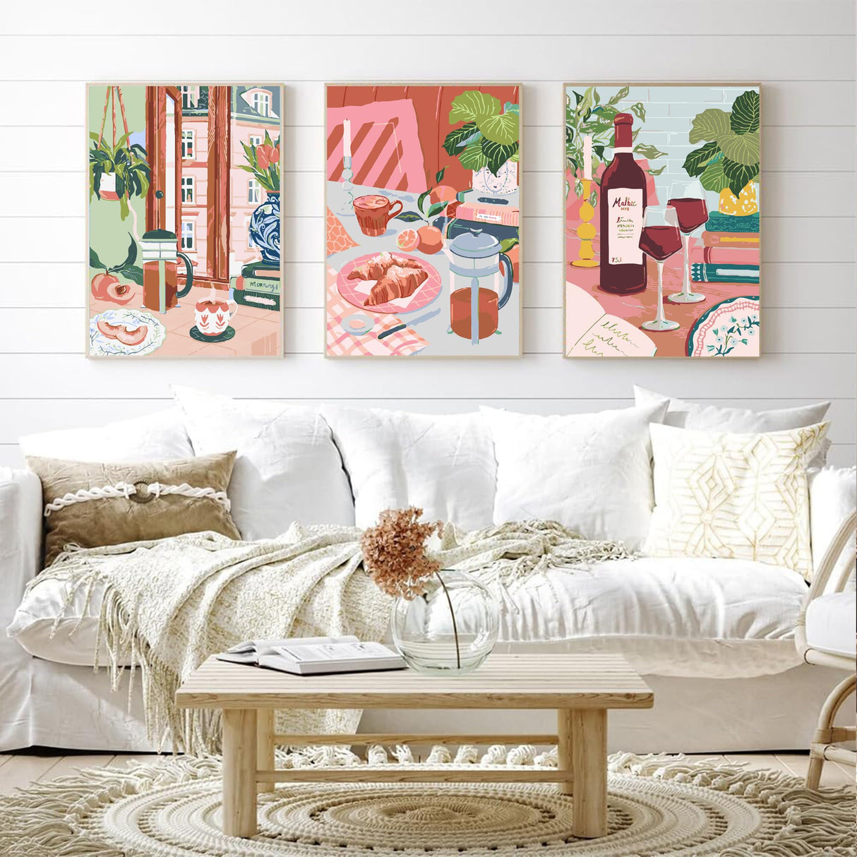 cupmod 6 Packs Paint by Numbers Kit for Adults,Coffee DIY Acrylic Oil Painting Paint by Numbers Kits on Canvas,Adults Paint by Numbers Kits Drawing Paintwork for Home Decor 9.8x13.8inch cupmod