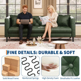 GarveeHome 81 in Leather Couch for Living Room, Modern Sofa Couch with Deep Seat and 2 Pillows, Handmade Button Tufted 3 Seater Sofa, Leather Sofa for Apartment, Office, Green GarveeHome