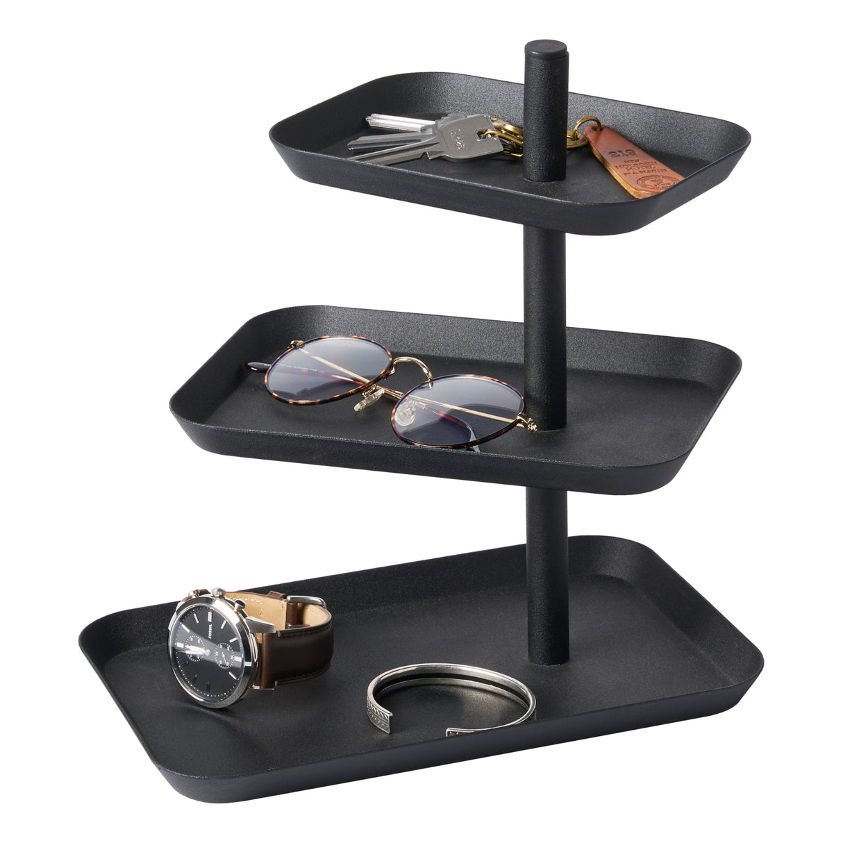 Yamazaki Home Tower 3-Tier Accessory Tray - Jewelry Holder & Storage Organizer - Steel YAMAZAKI