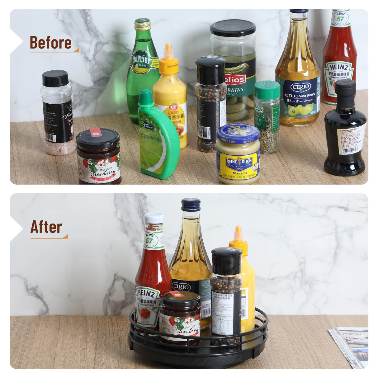 BAMBOO LAND- Lazy Susan Turntable Organizer, 9", Black, Lazy Susan for Table Top, Wooden Lazy Susan, Wood Lazy Susan, Lazy Susan for Dining Table, Black Lazy Susan, Table Lazy Susan Wood BAMBOO LAND