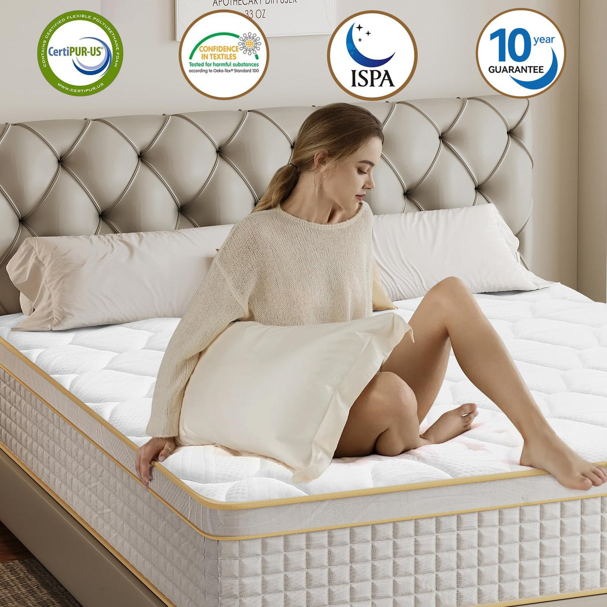 Ruanrest Queen Mattress 12 inch, Hybrid Mattress in a Box with Memory Foam and Pocket Springs for Pressure Relief, Medium Firm Queen Size Mattress, Motion Isolation, CertiPUR-US. Ruanrest