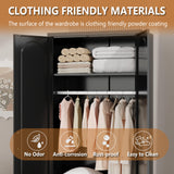 Polup Metal Armoire Wardrobe Closet with Drawer, 71“ Tall Freestanding Wardrobe Cabinet with Doors and Shelves, Large Armoire with Hanging Rod, Clothes Cabinets for Bedroom, Black, Assembly Required Polup