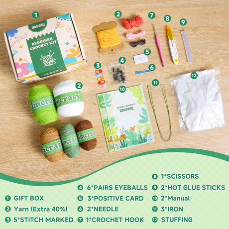 Imcrasy Crochet Kit for Beginners with Step by Step Video Lessons | 6 PC Potted Plants and Succulent Family Crochet Kit with Accessories (40%+ Yarn) Imcrasy