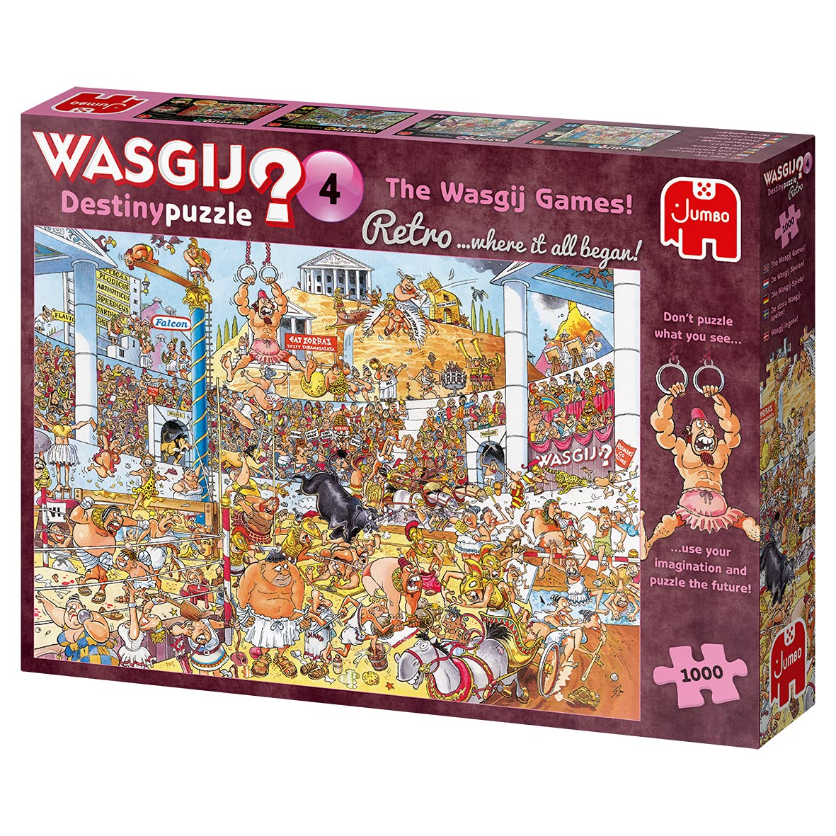 Jumbo, Wasgij, Retro Destiny 4 - The Wasgij Games!, Unique Jigsaw Puzzles for Adults, 1,000 Piece Jumbo