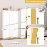 LABROSKIA White Armoire Wardrobe Closet: 74" Wooden Wardrobe Closet with 4 Doors, Bedroom Armoires with Hanging Rod, Tall Closets Cabinet for Hanging Clothes (63") LABROSKIA