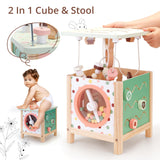 PairPear Wooden Activity Cube Montessori Toys Wooden Play Cube Activity Center Baby Busy Board Multifunctional Early Educational Development Toys Sensory Gifts for Toddlers Girls Boys 1 2 3 Year Old PairPear