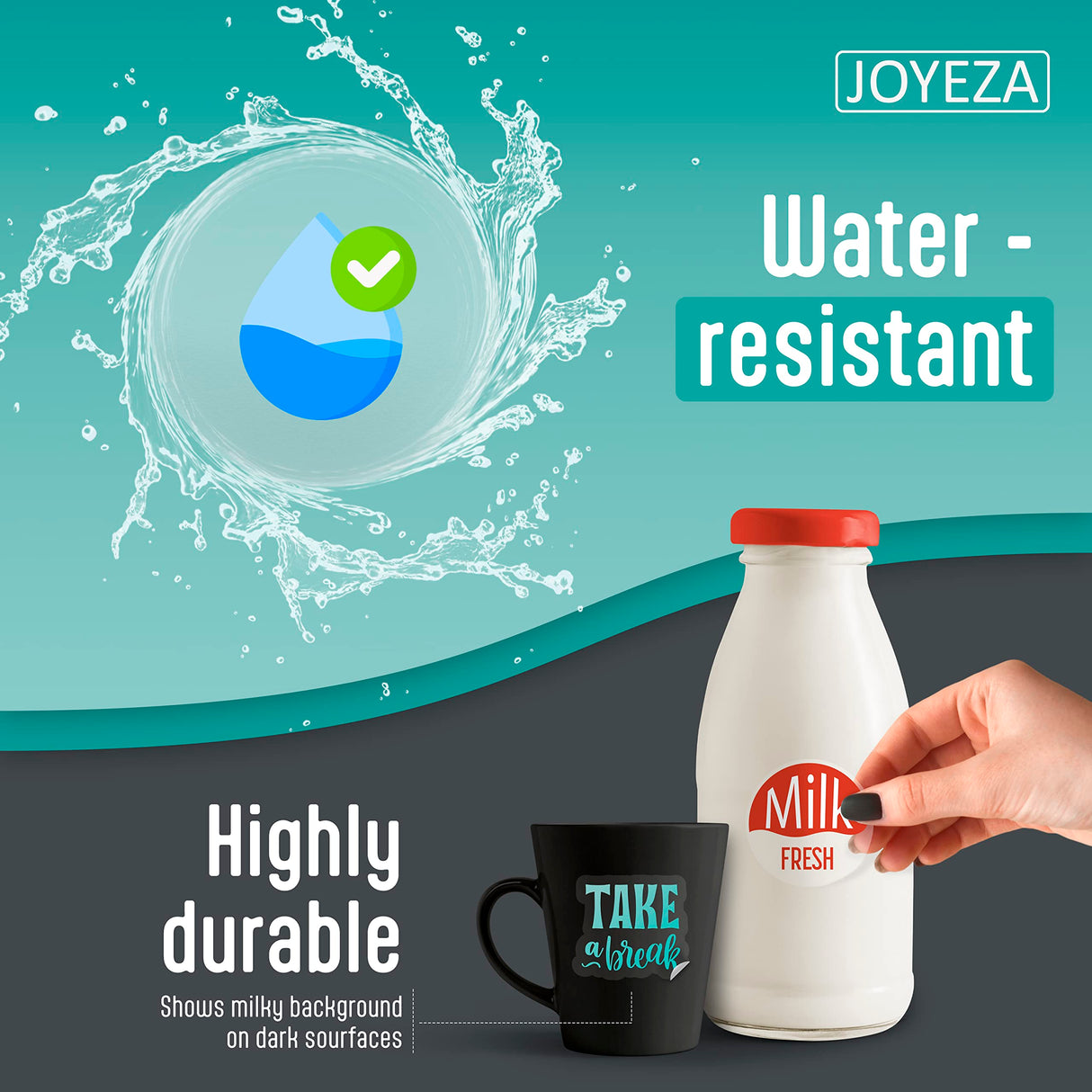 JOYEZA Premium Printable Vinyl Clear Sticker Paper for Inkjet Printer - 25 Sheets Translucent Waterproof, Dries Quickly Vivid Colors, Holds Ink well - Inkjet & Laser Printer JOYEZA