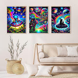 6 Pack Rainbow Diamond Art Kits for Adults, Starry Alien Diamond Painting Kits for Adults Beginners, DIY 5D Round Full Drill Crystal Gem Art Crafts for Gift Home Wall Decor 12x16 Inch askkqtx