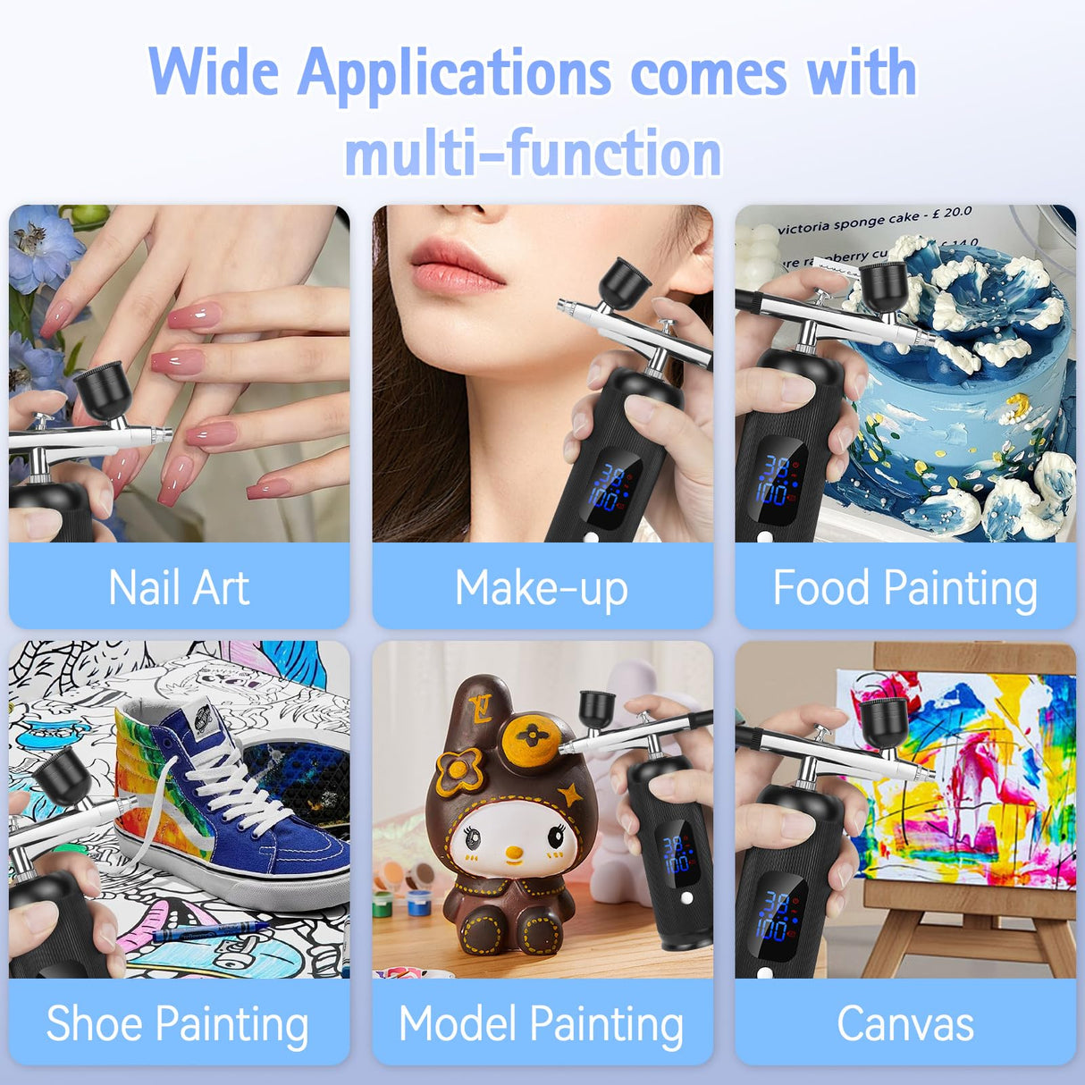 Oixsdi Airbrush Kit with Compressor 38PSI Portable Airbrush Gun Rechargeable Handheld Cordless Non-Clogging Air Brush for Nails, Painting, Modeling, Pastry, Makeup and Nail Art Oixsdi