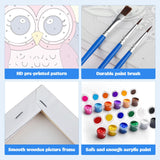 MXJSUA 4 Pack Cute Cartoon Animals Paint by Numbers Kit with Framed Canvas for Ages 6-12 Kids, Paint by Numbers Kits for Children Beginners, Acrylic Oil Painting for Home Wall Decor Gift (8x8 inch) MXJSUA