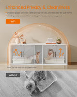 Feandrea Double Cat Litter Box Enclosure, Modern Cat Litter Box Furniture Hidden for 2 Cats, Front Entry, Cat House, Side End Table, TV Stand, 59 x 19 x 19.5 Inches, Cloud White UPCL010W01 Feandrea