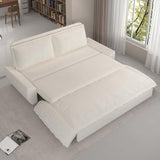 GNIXUU 70.1" Queen Pull Out Sofa Bed, Velvet Convertible Sleeper Sofa Couch with 2 Soft Pillows, Comfy Futon Bed Pull Out Couch for Living Room, Apartment, Small Space(Beige) GNIXUU