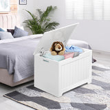 ZENY Lift Top Storage Cabinet Bench, Wooden Chest Room Organizer Bin with 2 Safety Hinges (White) ZENY